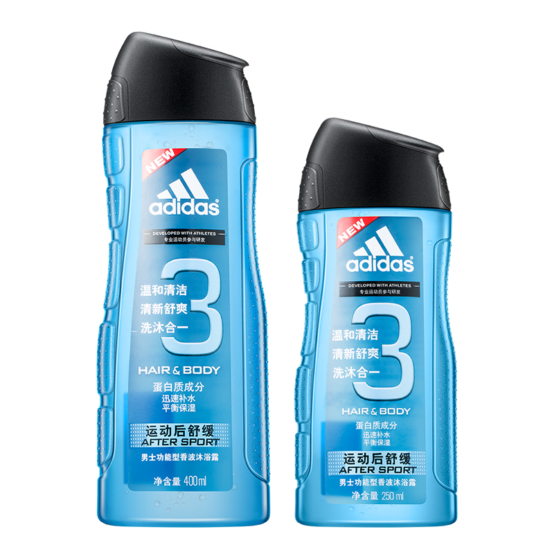 adidas 阿迪达斯 运动后舒缓款 男士洗发沐浴二合一沐浴露400ml+250ml