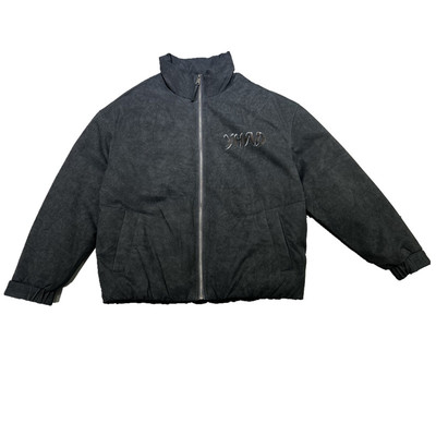 2025冬季潮牌男士立领羽绒服宽松加厚保暖个性字母印花白鸭绒外套