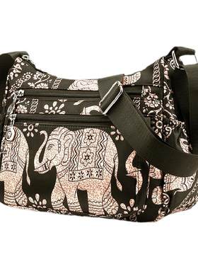 捷朗仕牛津布尼龙斜跨印花单肩包