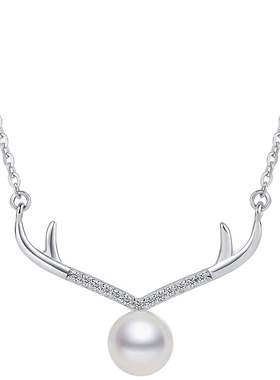 周六福s925银项链女鹿角吊坠