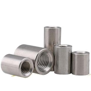 304不锈钢加长螺母圆柱形螺帽丝杆牙条连接头六角螺丝母M3M4M5M6