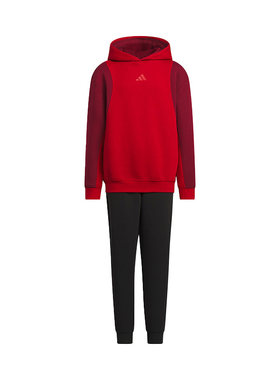 Adidas阿迪达斯童装春款男女童红色款运动连帽卫衣针织套装JN4385