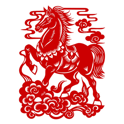 马年剪纸图样9张刻纸底稿图案
