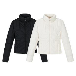 BETWEENAND 轻薄雪花印花绗线内胆羽绒服反光印花立领防风外套女