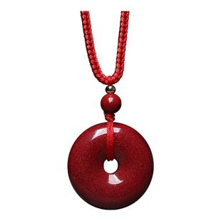 庆祥泰朱砂平安扣吊坠本命年护身符挂件男女款项链正品官方旗舰店