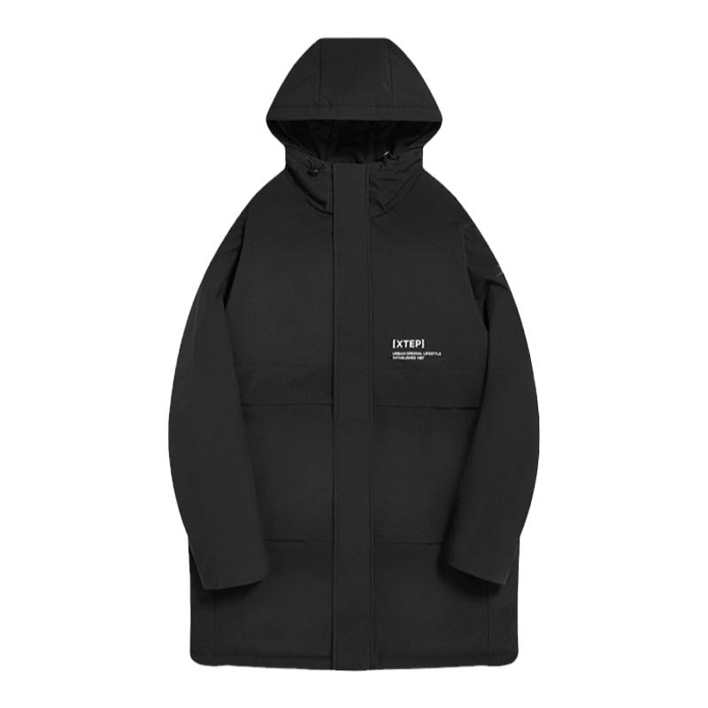 特步中长款羽绒服男2023冬季新款