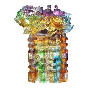 琉璃喜鹊牡丹摆件喜上加喜居家客厅办公商铺桌面摆放婚庆乔迁送礼