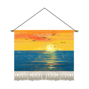 油画风景挂画布艺玄关装饰画酒店餐厅挂毯背景墙挂布电表箱遮挡布