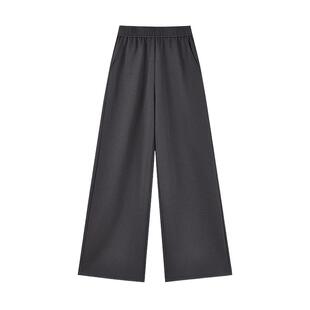 秋水伊人时尚通勤风松紧腰休闲裤2026年春季新款简约气质直筒裤子