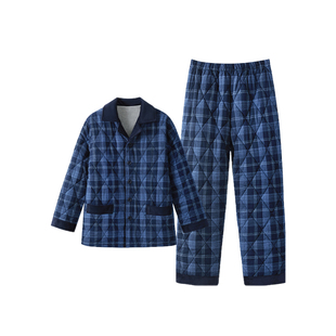 三枪睡衣睡裤纯棉女三层夹棉加厚保暖可外穿冬季男家居服情侣套装