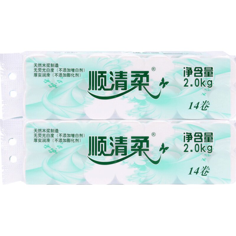 顺清柔卫生纸卷纸2提重4kg