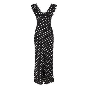 RealisationPar 连衣裙黑色复古波点真丝长裙 The Minnie