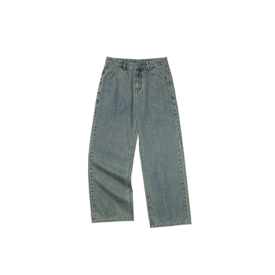 美式复古牛仔裤宽松直筒阔腿长裤