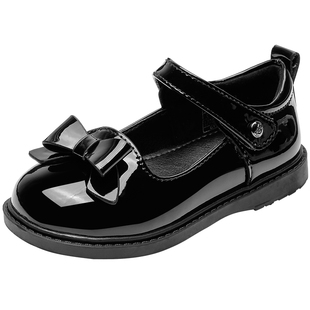 百丽童鞋软底皮鞋秋季时尚百搭单鞋小女孩洋气公主鞋英伦风宝宝鞋