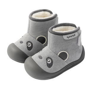 男女宝宝短靴棉鞋冬季加厚加绒儿童鞋子软底学步保暖婴幼儿雪地靴