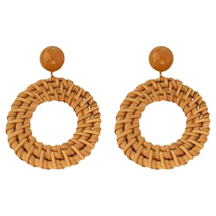 夏季复古编织耳钉女波西米亚度假风耳坠个性时髦夸张耳夹无耳洞