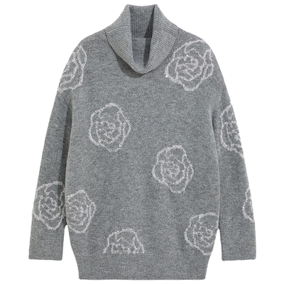 bebe冬季新款玫瑰针织连衣裙