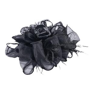 铂思亚2026新款羽毛抓夹女网纱发夹后脑勺鲨鱼夹蓬松增发量头饰