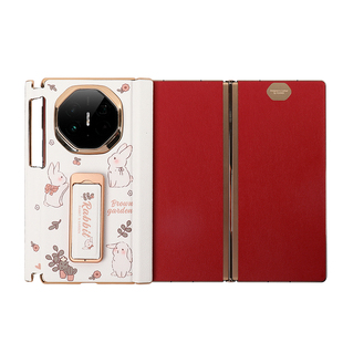 卡通兔子适用华为MateXT手机壳新款腕带支架XTS非凡大师三折叠屏全包高级感磁吸中轴保护套mate超薄素皮xt女