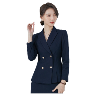 诗璐雅双排扣西装2025春秋款气质女神范职业装酒店前台工作服外套