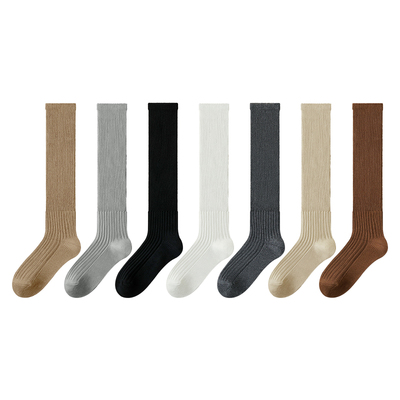 长筒堆堆小腿袜美拉德棕色系