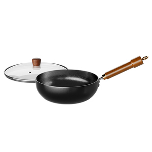 家图腾炒菜锅章丘炒锅无涂层不粘锅家用小铁锅电磁炉燃气灶专用锅