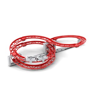 小小工程师国产积木小颗粒科技环形螺旋轨道车爬行过山车小球缆车