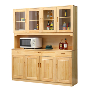 松木餐边柜茶水柜实木餐厅碗柜酒柜储物柜厨房厅柜家具四门餐边柜