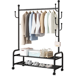 置地简易加粗碳钢落地晾衣架卧室阳台室内挂衣服晒衣架室内晾衣架