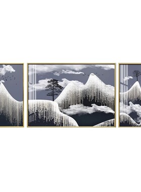 沙发背景墙轻奢风镶钻客厅装饰画