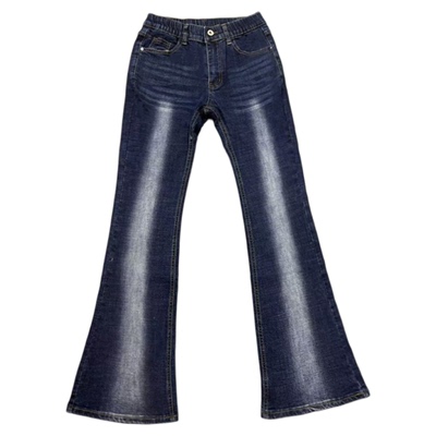 李李服饰低腰直腿丰胯微喇牛仔裤女2025冬季新款高光弹力显瘦长裤