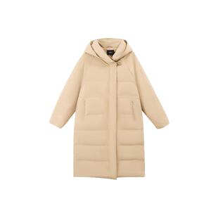 bbfer本依凡冬季中长款羽绒服女连帽白鸭绒保暖休闲外套SSSYR0249