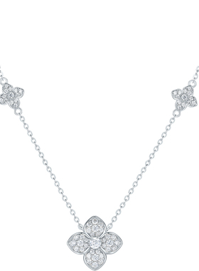 周六福项链女四叶草链坠S925银小众本命年礼物送女友