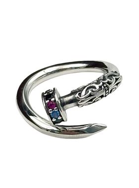 彩色锆石钉子戒指纯银女小众设计