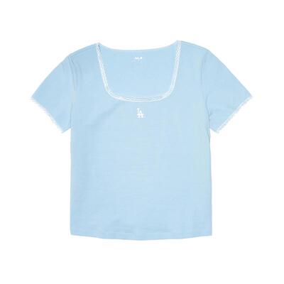 MLB官方 女款潮流百搭蕾丝U领修身T恤26春季新款TSB52/TSB73