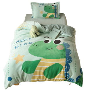 米苏A类卡通数码印花牛奶绒被套儿童珊瑚绒被罩单件宝宝法兰绒冬