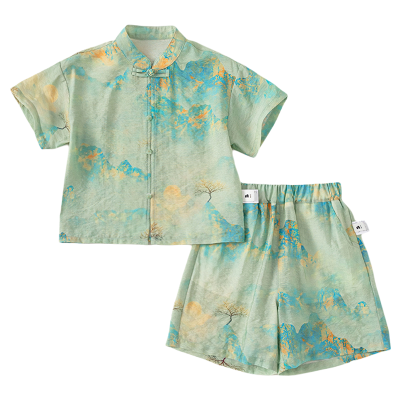 汉服男童唐装新中式套装国风周岁男宝礼服儿童夏装童装古风帅气潮