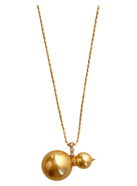 西大班南洋金双珠葫芦吊坠项链女