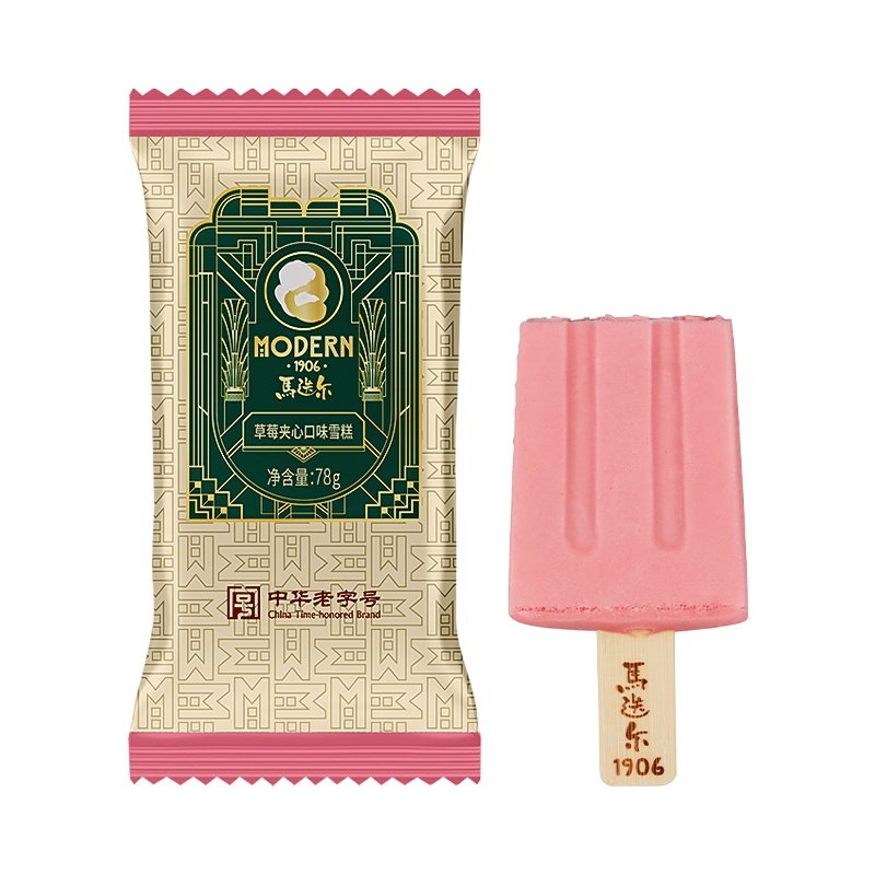 马迭尔草莓夹心口味雪糕