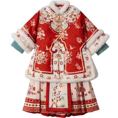 女童冬季加厚新中式汉服套装