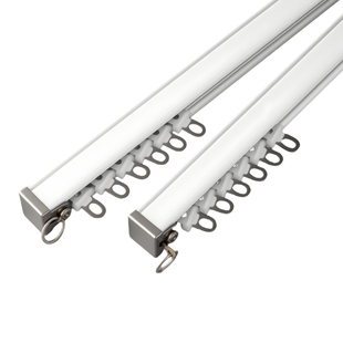 铝合金窗帘轨道静音滑轨特厚承重纳米方轨重型单双窗帘杆交叉轨道