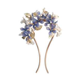 紫藤花发簪u型 高级感国风簪子女古风日常款汉服盘发头饰旗袍发饰