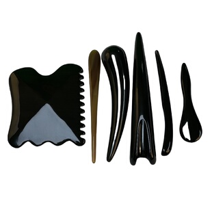 天然黑牛角松懈刮痧板乌龟背体雕板背胸腿头部颈椎拔筋棒太极经络