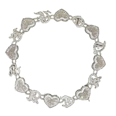 嘻哈潮流满钻爱心项链