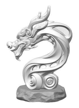 精致国风镂空龙首立体模型摆件