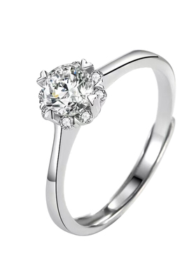 结婚对戒1克拉六爪锆石仿真钻戒