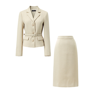 颜域香槟色职业两件套装女2026新款春装西装外套半身裙穿搭一整套