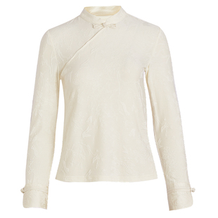 【商场同款】秸熙25冬季新款新中式轻国风打底衫立体提花针织上衣