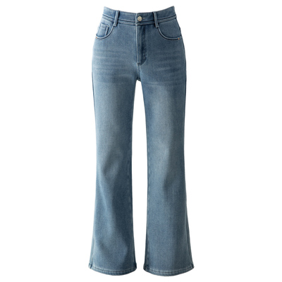 春四季加绒微喇牛仔裤女喇叭裤子