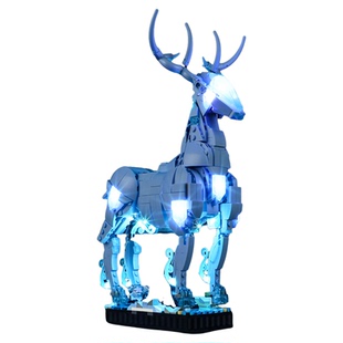 YEABRICKS适用乐高哈利波特76414灯饰 守护神咒鹿LED灯光组改装件